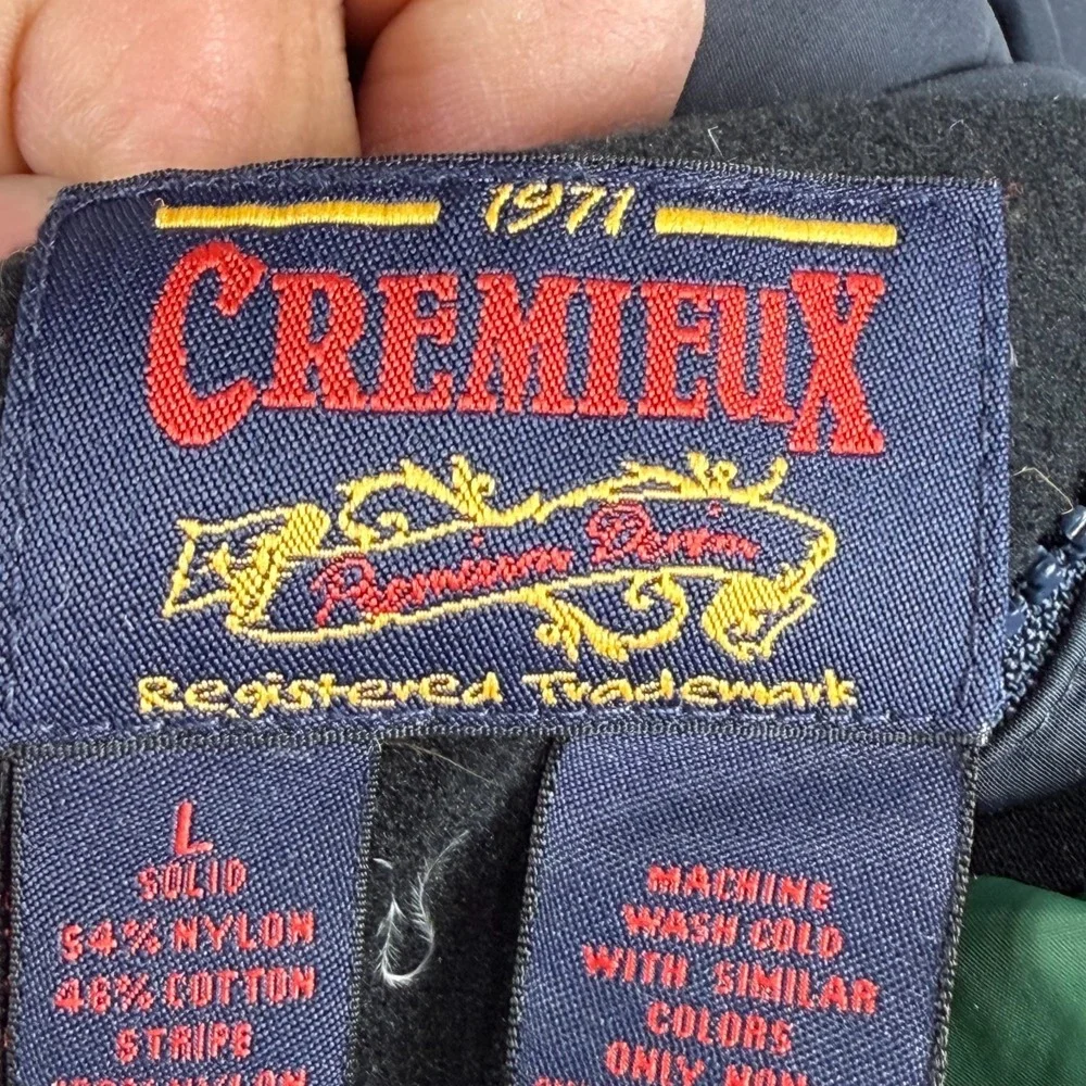 Cremieux Reversible Puffer Down Vest Mens L Navy Green Striped Full Zip‎ Up